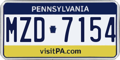 PA license plate MZD7154