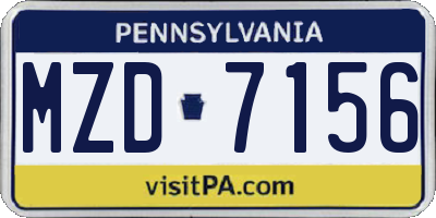 PA license plate MZD7156