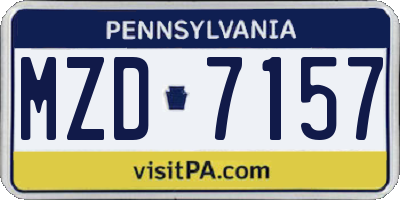 PA license plate MZD7157