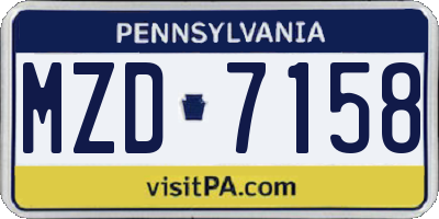 PA license plate MZD7158