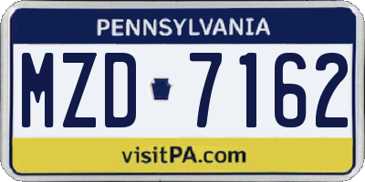 PA license plate MZD7162