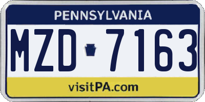 PA license plate MZD7163