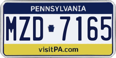 PA license plate MZD7165