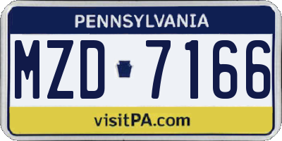 PA license plate MZD7166