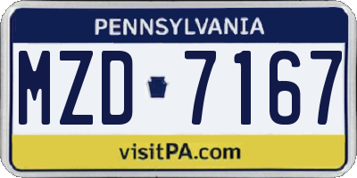 PA license plate MZD7167