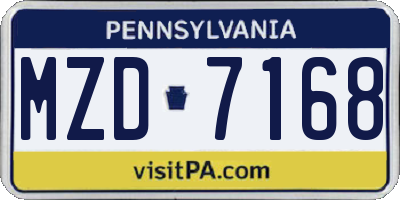 PA license plate MZD7168