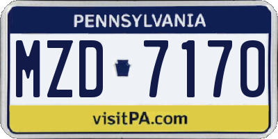 PA license plate MZD7170