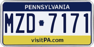 PA license plate MZD7171