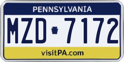 PA license plate MZD7172
