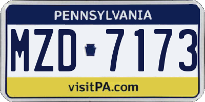 PA license plate MZD7173