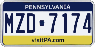 PA license plate MZD7174