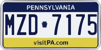PA license plate MZD7175