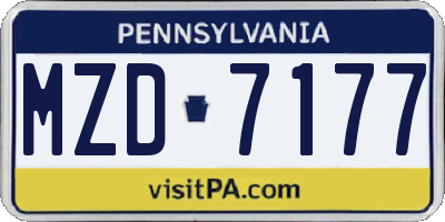PA license plate MZD7177