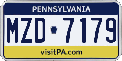 PA license plate MZD7179