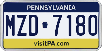 PA license plate MZD7180