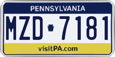 PA license plate MZD7181