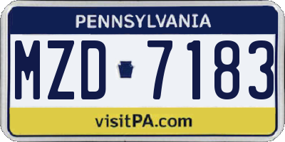 PA license plate MZD7183