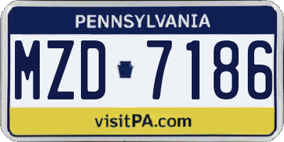 PA license plate MZD7186