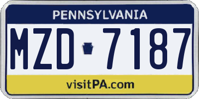 PA license plate MZD7187