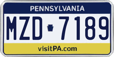 PA license plate MZD7189