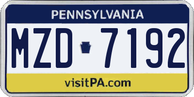 PA license plate MZD7192