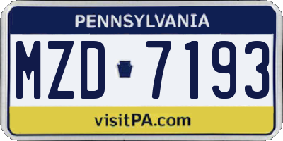 PA license plate MZD7193