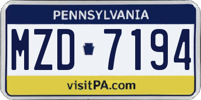 PA license plate MZD7194