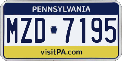 PA license plate MZD7195