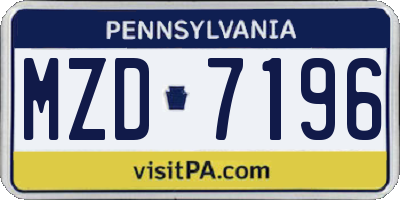 PA license plate MZD7196