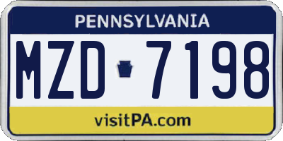 PA license plate MZD7198