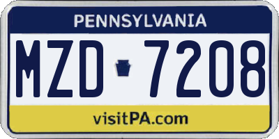 PA license plate MZD7208