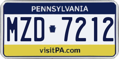 PA license plate MZD7212