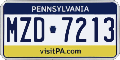 PA license plate MZD7213