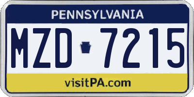 PA license plate MZD7215