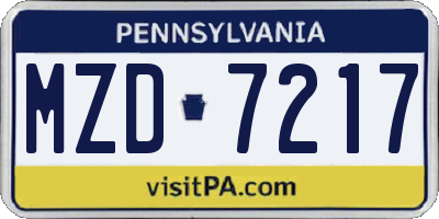 PA license plate MZD7217