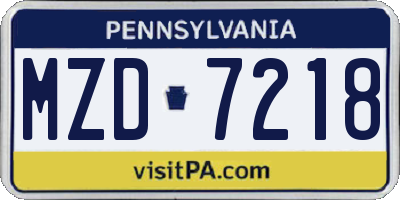 PA license plate MZD7218