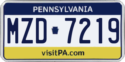 PA license plate MZD7219
