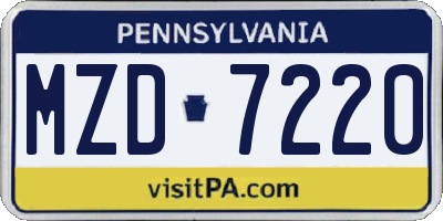 PA license plate MZD7220