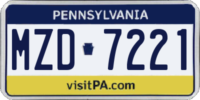 PA license plate MZD7221