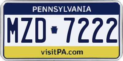 PA license plate MZD7222