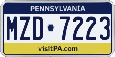 PA license plate MZD7223
