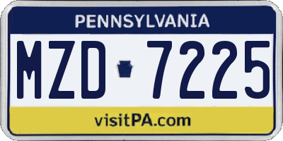 PA license plate MZD7225
