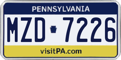 PA license plate MZD7226