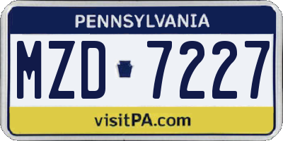 PA license plate MZD7227
