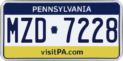 PA license plate MZD7228