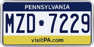 PA license plate MZD7229