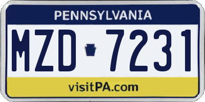 PA license plate MZD7231
