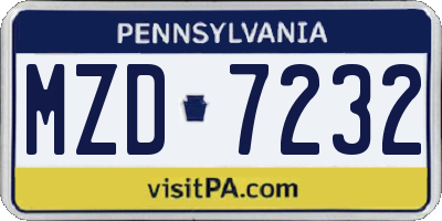 PA license plate MZD7232