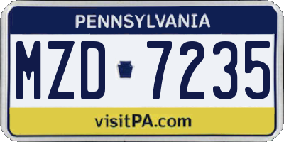 PA license plate MZD7235