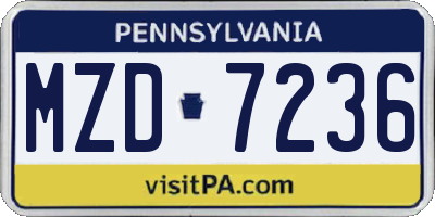 PA license plate MZD7236
